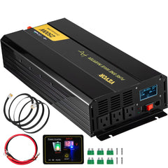 VEVOR Pure Sine Wave Inverter, 2500 Watt Power Inverter, DC 12V to AC 120V Car Inverter, with USB Port, LCD Display