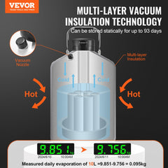 VEVOR Liquid Nitrogen Tank, 10 L Aluminum Alloy Liquid Nitrogen Container, LN2 Tank Dewar with 6 Canisters and Carry