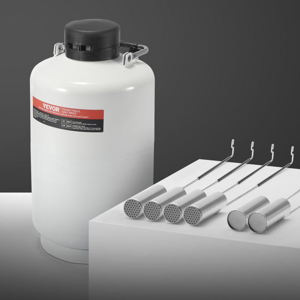 VEVOR Liquid Nitrogen Tank, 10 L Aluminum Alloy Liquid Nitrogen Container, LN2 Tank Dewar with 6 Canisters and Carry