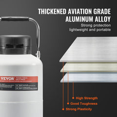 VEVOR Liquid Nitrogen Tank, 3 L Aluminum Alloy Liquid Nitrogen Container, LN2 Tank Dewar with 6 Canisters and Carry Bag