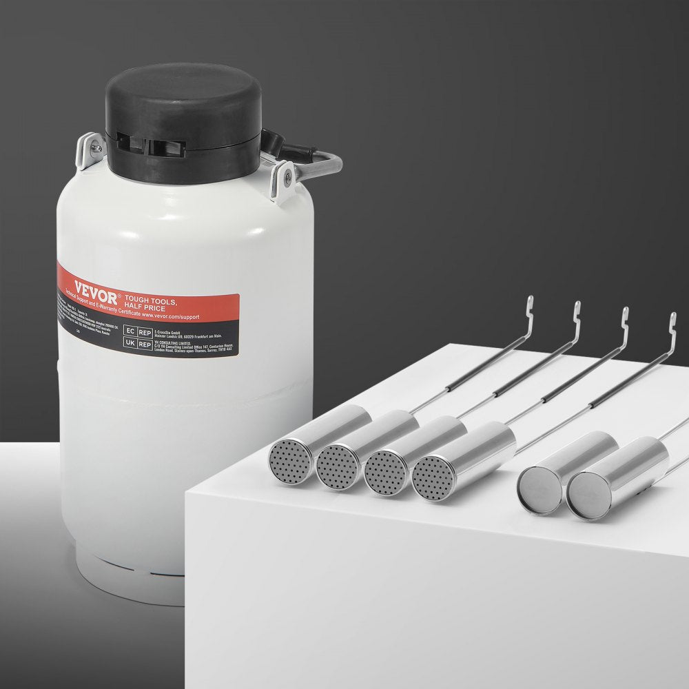 VEVOR Liquid Nitrogen Tank, 3 L Aluminum Alloy Liquid Nitrogen Container, LN2 Tank Dewar with 6 Canisters and Carry Bag