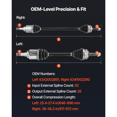 VEVOR CV Axle Shaft Assembly, 2 Pieces Front Left & Right (Driver and Passenger Side), Automotive Replacement CV Joint
