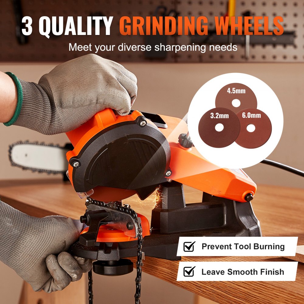 VEVOR Electric Chainsaw Sharpener, 140W Electric Saw Chain Blade Sharpener 5700RPM, Professional Bench Chain Saw
