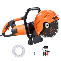 VEVOR Electric Concrete Saw, 9 in, 1800 W Motor Circular Saw Cutter with 3.5 in Cutting Depth, Wet/Dry Disk Saw Cutter
