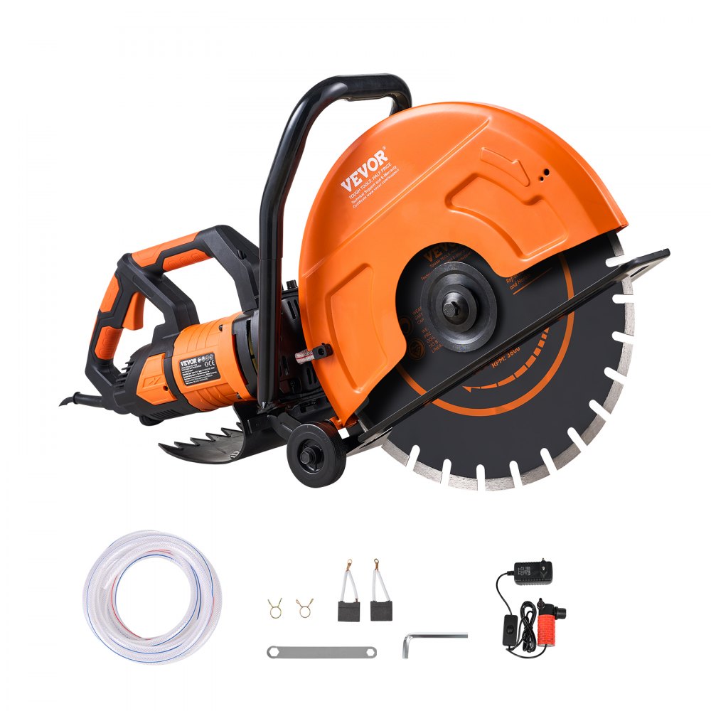 VEVOR Electric Concrete Saw, 16 in, 3200 W Motor Circular Saw Cutter with Max. 6 in Adjustable Cutting Depth, Wet Disk