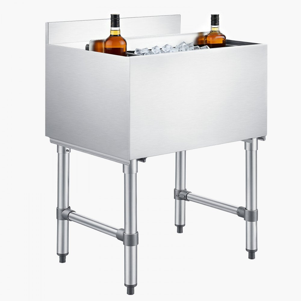 VEVOR Commercial Ice Bin, 65.1 Qt Max Capacity, 24 x 19 x 33 Inch Stainless Steel Ice Chest with Sliding Lid and Bottle