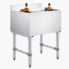 VEVOR Commercial Ice Bin, 65.1 Qt Max Capacity, 24 x 19 x 33 Inch Stainless Steel Ice Chest with Sliding Lid and Bottle