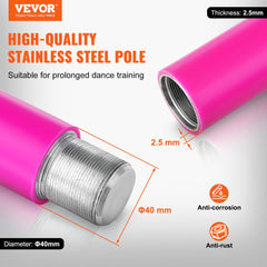 VEVOR Professional Dancing Pole, Spinning Static Dancing Pole Kit, Portable Removable Pole, 40mm Heavy-Duty Stainless