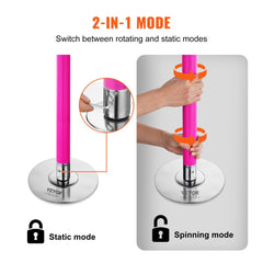 VEVOR Professional Dancing Pole, Spinning Static Dancing Pole Kit, Portable Removable Pole, 40mm Heavy-Duty Stainless
