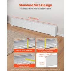VEVOR Baseboard Heater Covers, Premium Series 4 ft Standard Electric Heating Unit Front Cover for Home Improvement