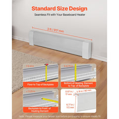 VEVOR Baseboard Heater Covers, Premium Series 3 ft Standard Electric Heating Unit Front Cover for Home Improvement