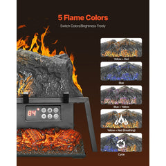 VEVOR Electric Fireplace Log, 25 inch Fireplace Insert Log Heater, with Crackling Sound,Remote Controller, 5 Adjustable