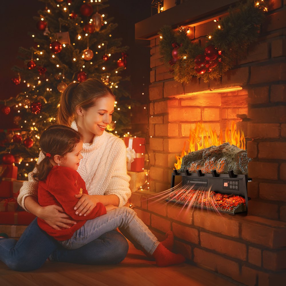 VEVOR Electric Fireplace Log, 25 inch Fireplace Insert Log Heater, with Crackling Sound,Remote Controller, 5 Adjustable
