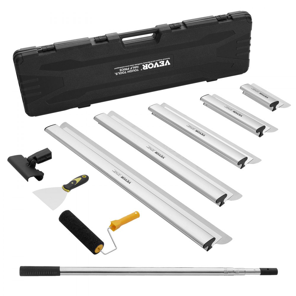 VEVOR Drywall Skimming Blade Set, 10/16/24/32/40 in Skimming Blades + 34-81.6 in Extension Handle Pole, Stainless Steel