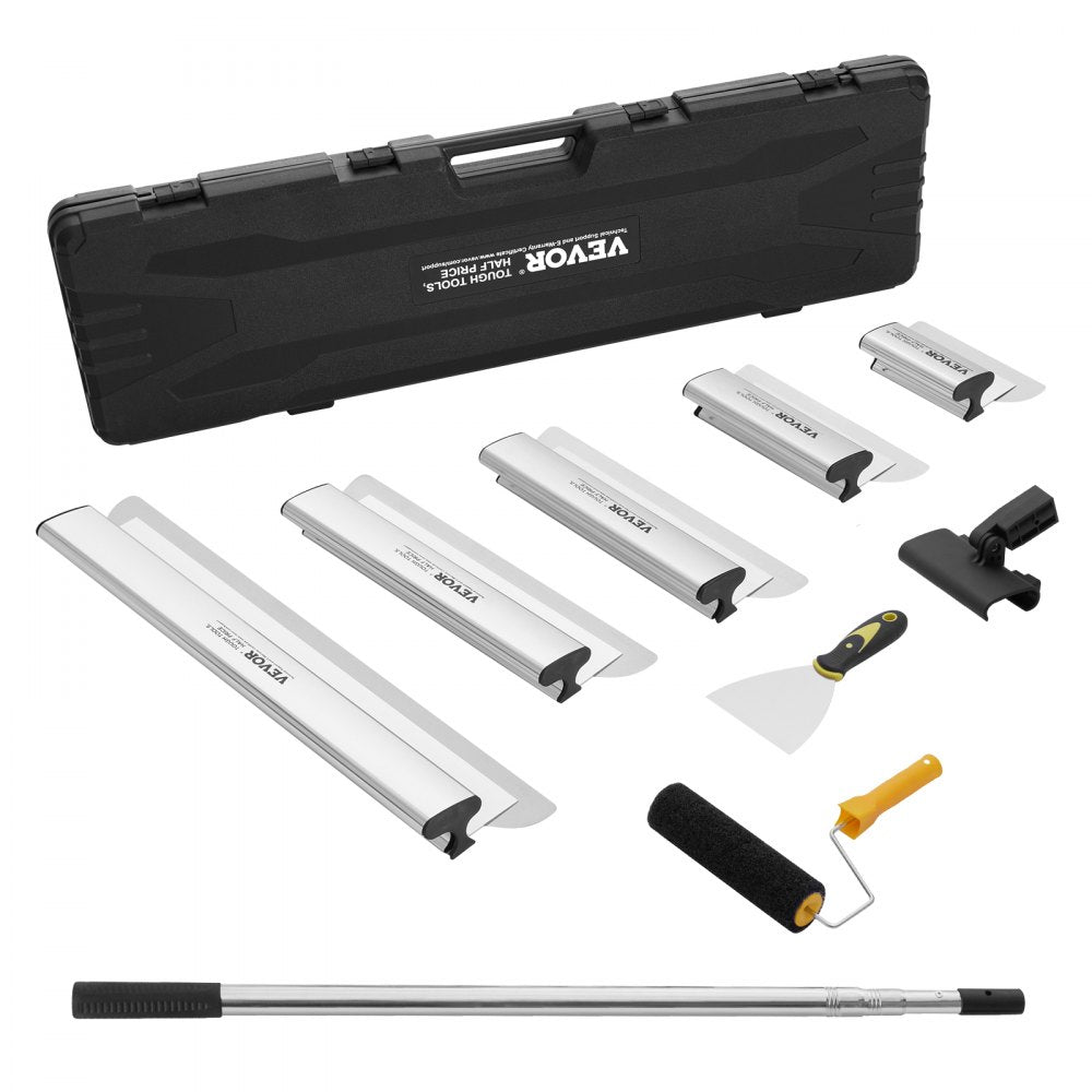 VEVOR Drywall Skimming Blade Set, 7/10/14/16/24 in Skimming Blades + 34 - 81.6 in Extension Handle Pole, Stainless