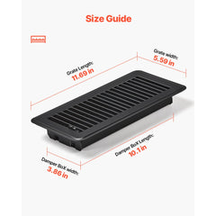 VEVOR 4 x 10 Inch Floor Registers, 12-Pack Vent Grilles, HAVC Heavy-Duty Walkable Iron Floor Vents, Easily Adjustable