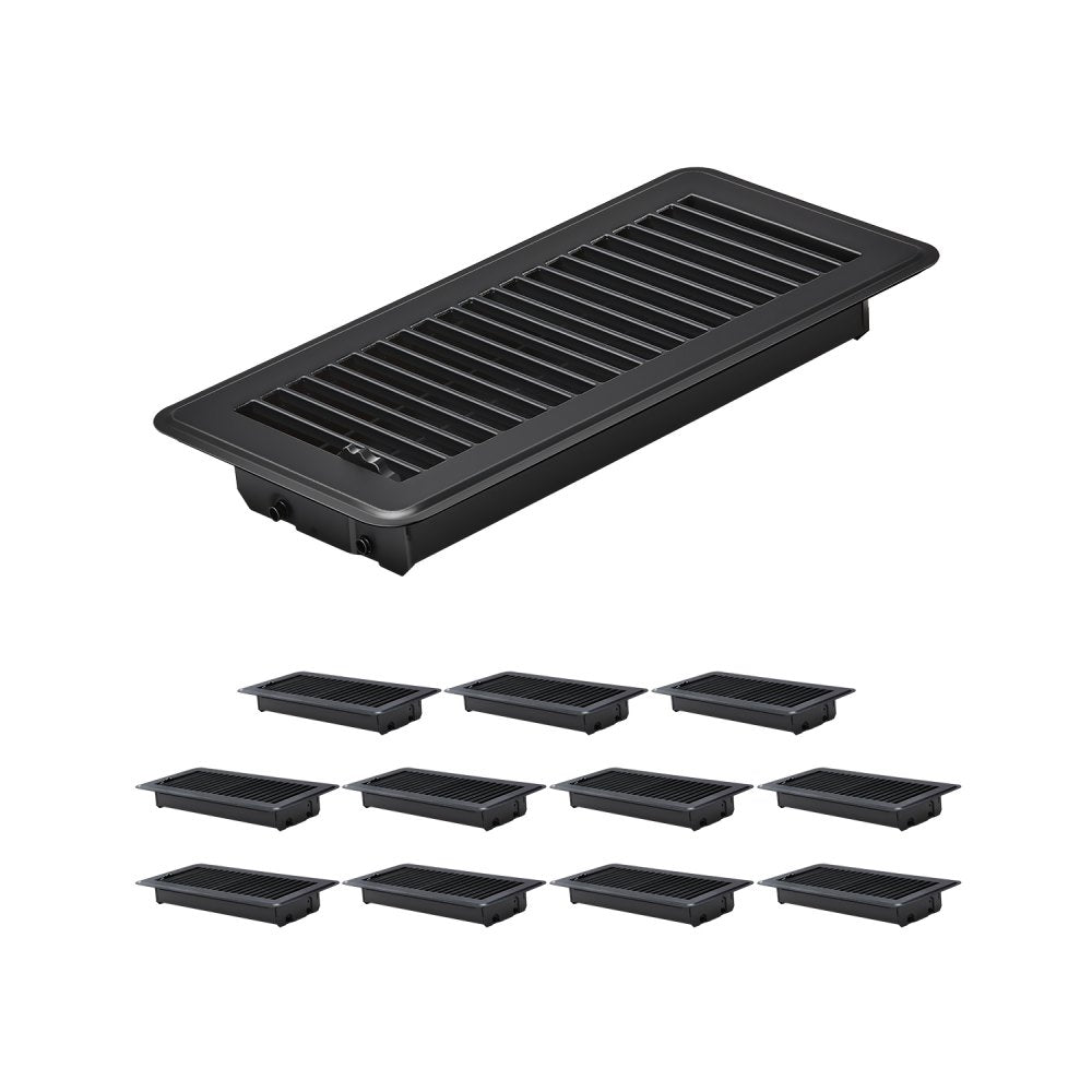 VEVOR 4 x 10 Inch Floor Registers, 12-Pack Vent Grilles, HAVC Heavy-Duty Walkable Iron Floor Vents, Easily Adjustable
