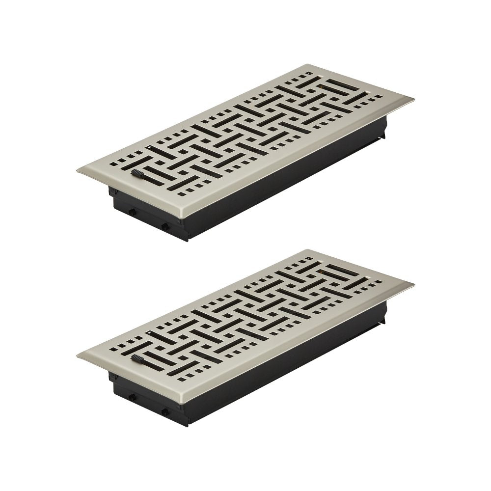 VEVOR 4 x 10 Inch Floor Registers, 2-Pack Vent Grilles, HVAC Heavy-Duty Walkable Iron Floor Vents, Easily Adjustable