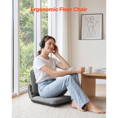 VEVOR Floor Chair, 5 Adjustable Positions Folding Floor Gaming Chair with Ergonomic Back Support, Sturdy Metal Frame