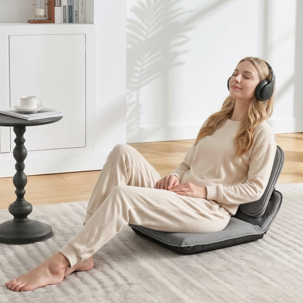VEVOR Floor Chair, 5 Adjustable Positions Folding Floor Gaming Chair with Ergonomic Back Support, Sturdy Metal Frame