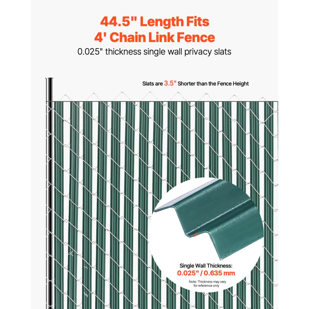 VEVOR Bottom Locking Privacy Slats, Single-Wall Vertical Bottom-Locking Slats for Chain-Link Fence, High-Density HDPE