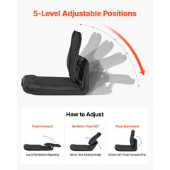 VEVOR Floor Chair, 5 Adjustable Positions Folding Floor Gaming Chair with Ergonomic Back Support, Sturdy Metal Frame