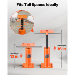 VEVOR House Floor Jacks, 2 Pack, 12"-16" Height Range, 9700 lbs Max Load Capacity Per Unit, Adjustable Support Beam