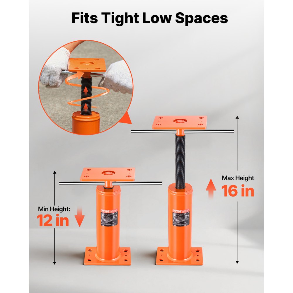 VEVOR House Floor Jack, 12"-16" Height Range, 9700 lbs Max Load Capacity, Adjustable Support Beam Basement Jack Post