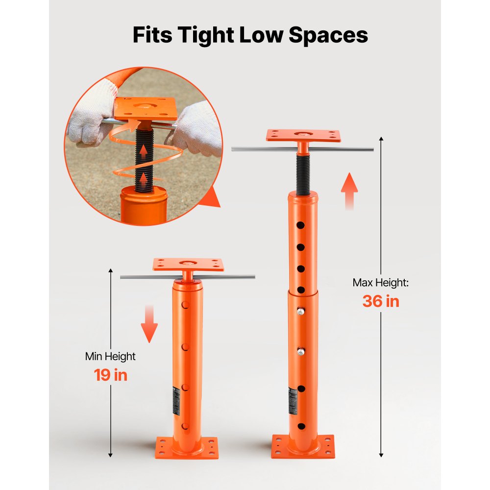 VEVOR House Floor Jack, 19"-36" Height Range, 18000 lbs Max Load Capacity, Adjustable Support Beam Basement Jack Post