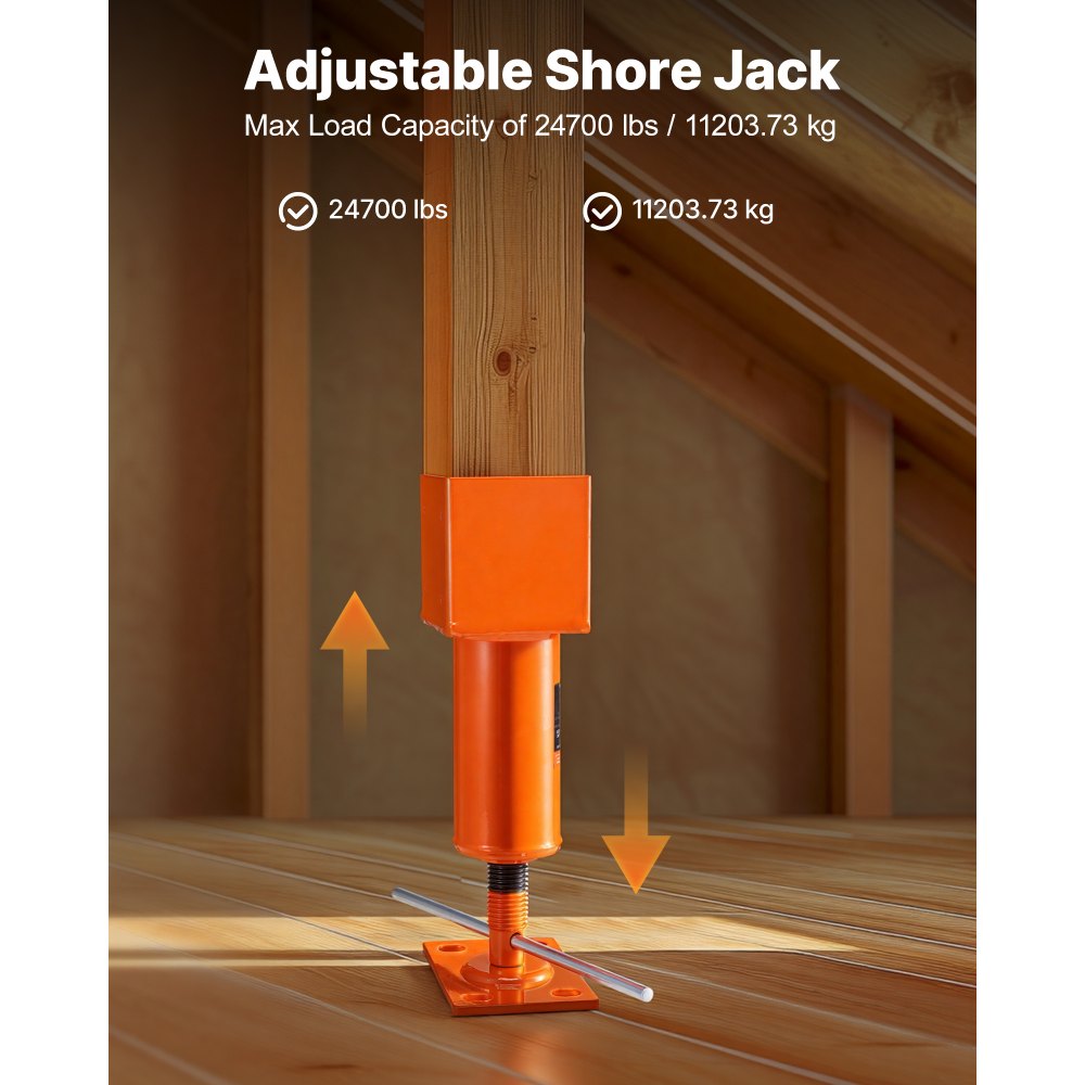 VEVOR Screw Jack Post, 4" x 4", 13.2"-18.7" Height Range, 24700 lbs Max Load Capacity, Adjustable Shore Jack, Temporary