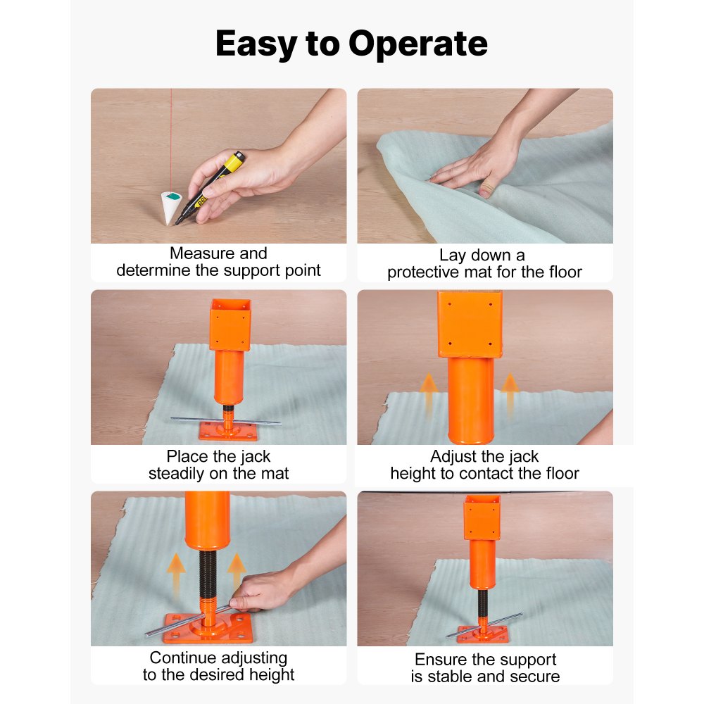 VEVOR Screw Jack Post, 4" x 4", 13.2"-18.7" Height Range, 24700 lbs Max Load Capacity, Adjustable Shore Jack, Temporary