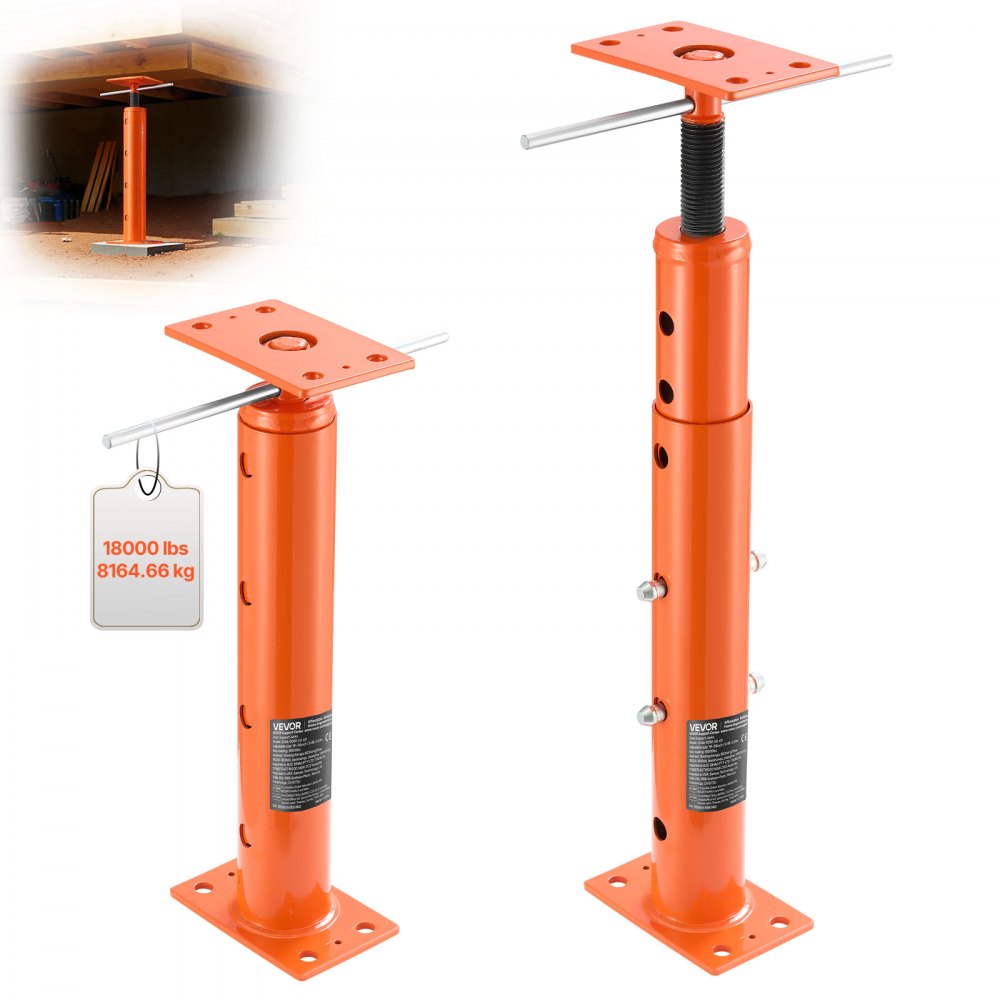 VEVOR House Floor Jacks, 2 Pack 19-36 Inch Height Range, 18000 lbs Max Load Capacity, Adjustable Support Beam Basement