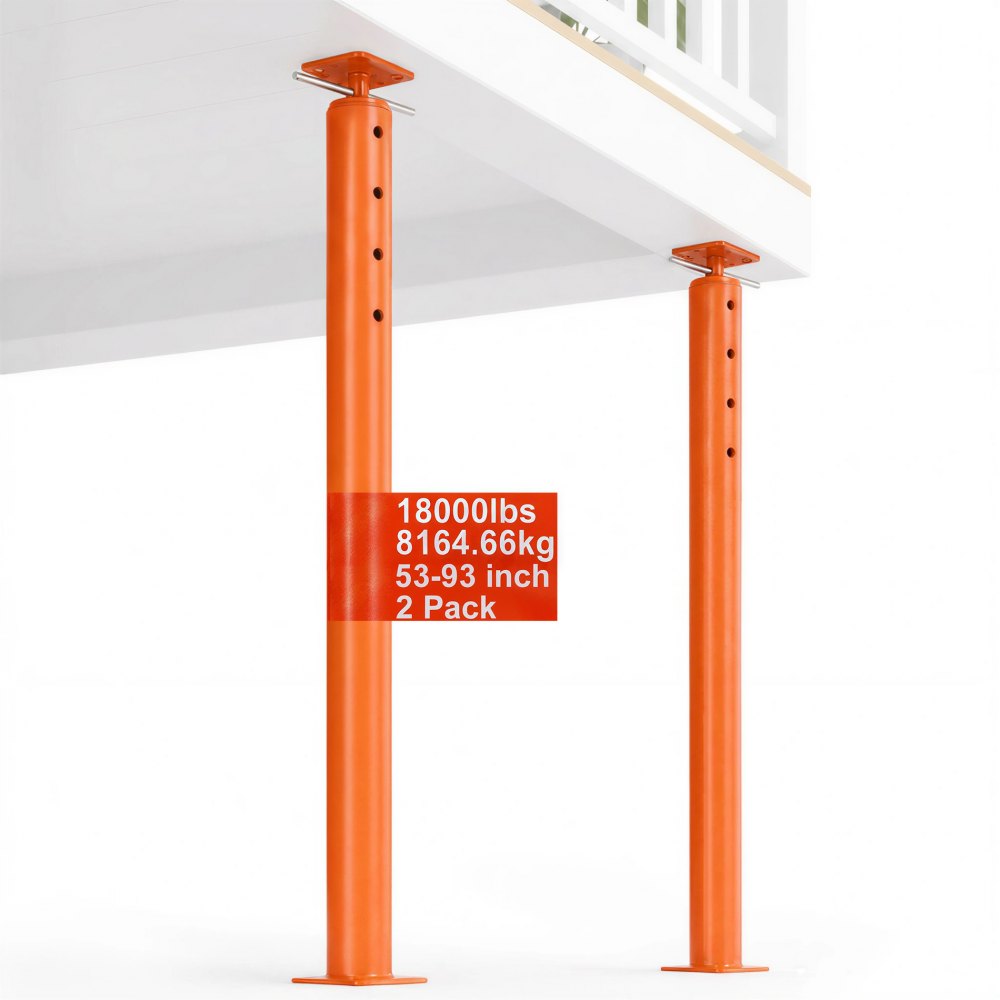 VEVOR House Floor Jacks, 2 Pack 53-93 Inch Height Range, 18000 lbs Max Load Capacity, Adjustable Support Beam Basement