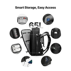 VEVOR Vacuum Travel Backpack, 65L, Expandable Vacuum Seal Compression Travel Backpack with Pump, with TSA-Approved