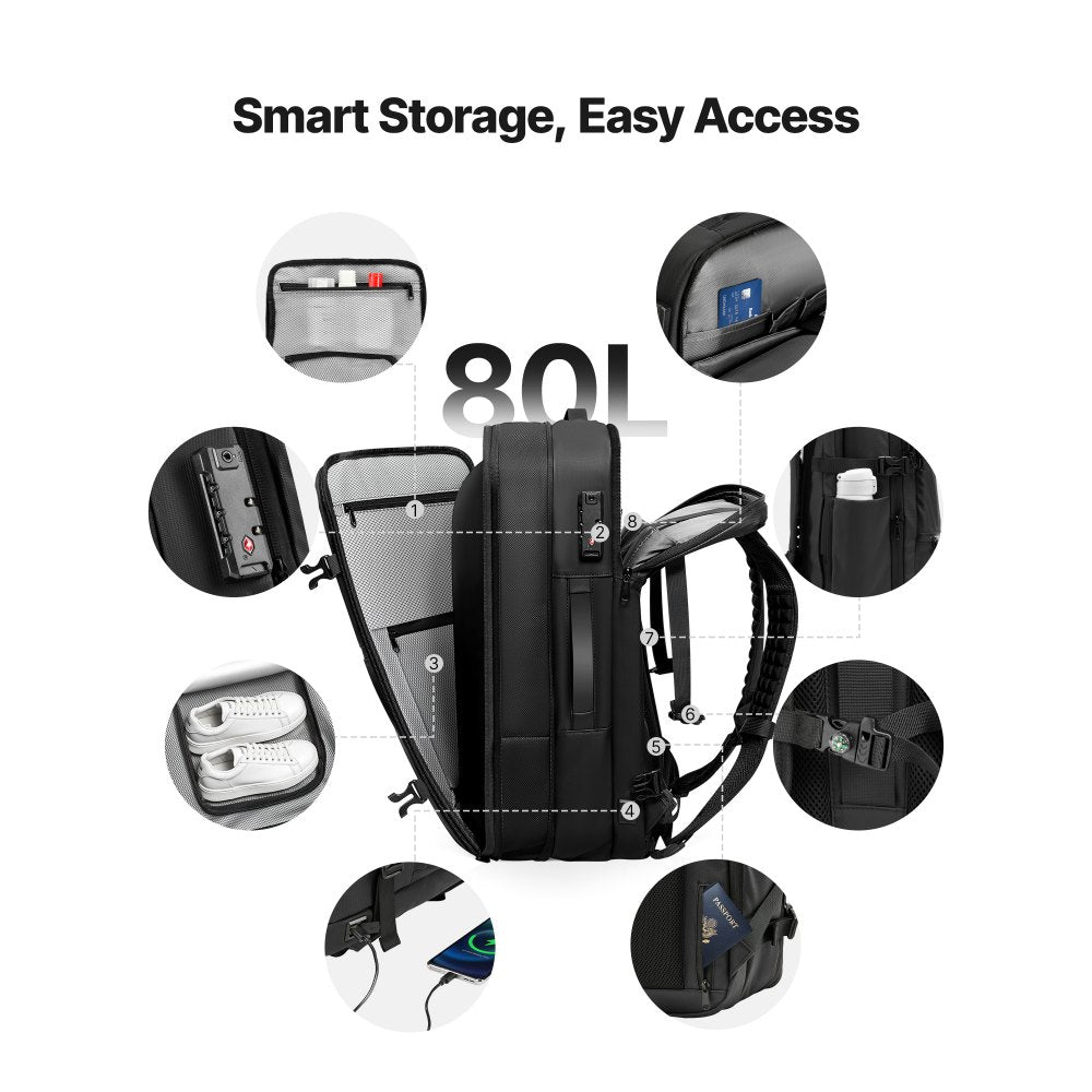 VEVOR Vacuum Travel Backpack, 80L, Expandable Vacuum Seal Compression Travel Backpack with Pump, with TSA-Approved