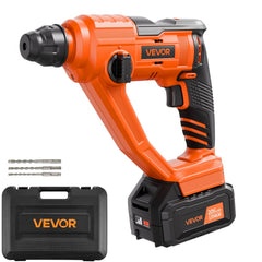 VEVOR 20V Cordless Hammer Drill, Lithium-Ion 0.6 Inch Rotary Hammer Driver, SDS-Plus Electric Lightweight Power Tool
