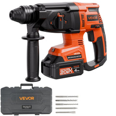 VEVOR 20V Brushless Cordless Hammer Drill, Lithium-Ion 1 Inch Rotary Hammer Driver, SDS-Plus Electric Lightweight Power