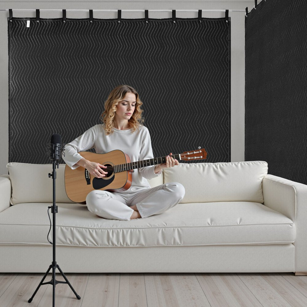 VEVOR 2 Pcs Sound Dampening Blankets, Soundproof Curtains with 96 x 80 in, Soundproof Blanket with Grommets, Studio