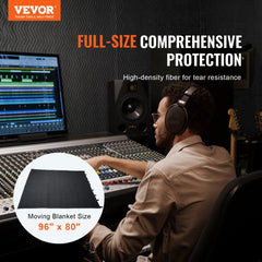 VEVOR Sound Dampening Blanket, 96" x 80", Extra Large Studio Grommeted Soundproof Blanket with Grommets, Light Blocker