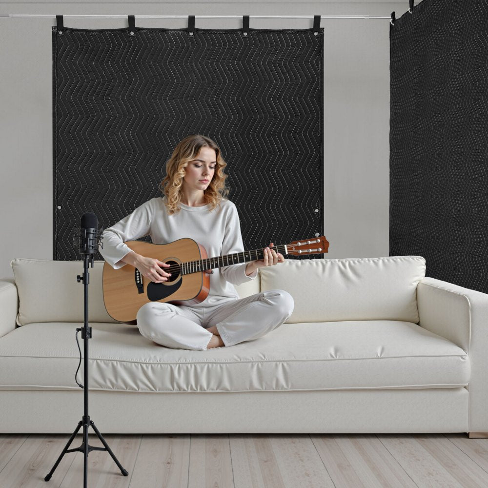 VEVOR Sound Dampening Blankets, Soundproof Curtains with 80 x 48 in, Soundproof Blanket with Grommets, Studio Grommeted