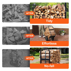 VEVOR Firewood Log Cart, 250 lbs Capacity, Outdoor and Indoor Wood Rack Storage Mover with PU Wheels & Waterproof