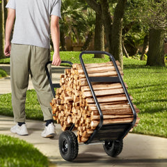 VEVOR Firewood Log Cart, 250 lbs Capacity, Outdoor and Indoor Wood Rack Storage Mover with PU Wheels & Waterproof