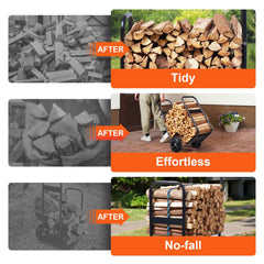 VEVOR Firewood Log Cart, 250 lbs Load Capacity, Outdoor and Indoor Wood Rack Storage Mover with Pneumatic Rubber