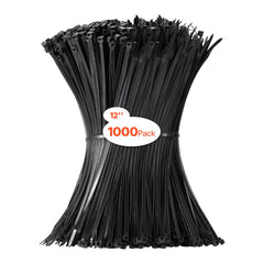 VEVOR 1000 Pack Cable Zip Ties, 12-inch Heavy Duty Cable Wire Ties with 50LBS High Tensile Strength, Multi-Purpose