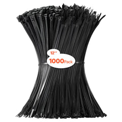 VEVOR 1000 Pack Cable Zip Ties, 12-inch Heavy Duty Cable Wire Ties with 50LBS High Tensile Strength, Multi-Purpose