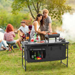 VEVOR Camping Kitchen Table, Folding Outdoor Cooking Table, 3 Adjustable Heights, Aluminum Lightweight Portable Cook