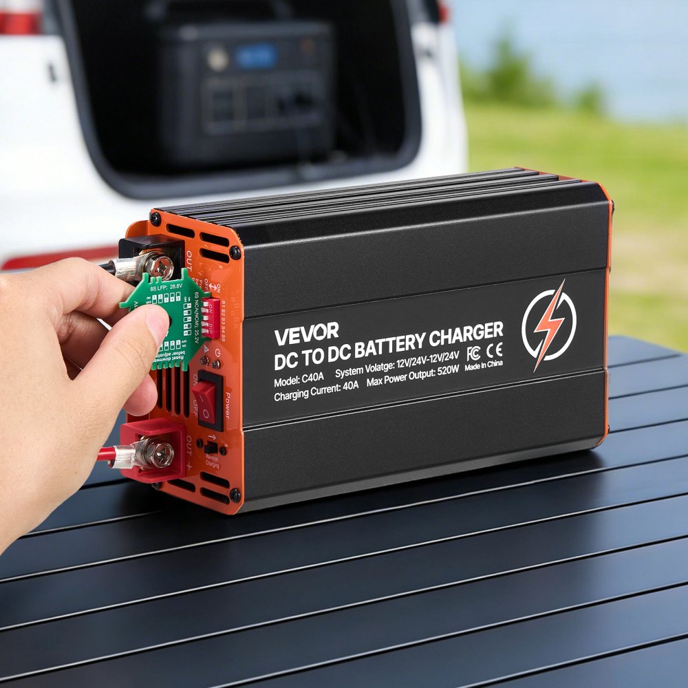VEVOR DC to DC Battery Charger, 520W, 40A Alternator Charger, Fast DC-DC Charging for Portable Power Stations