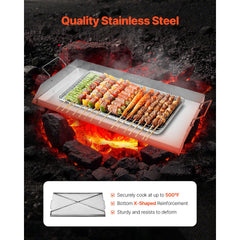 VEVOR Stainless Steel Griddle, 32x16 inch Universal Flat Top Rectangular Plate, Gas Grill Griddle for BBQ Grill