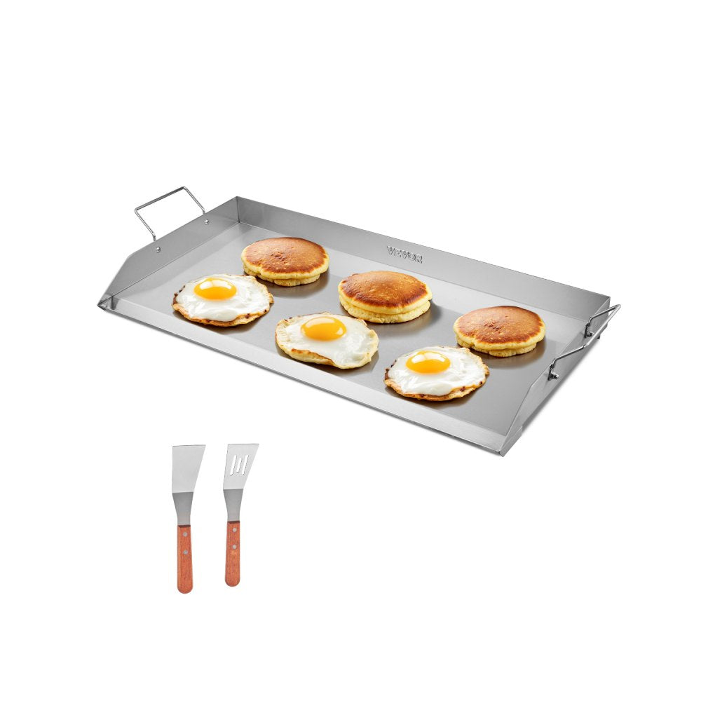 VEVOR Stainless Steel Griddle, 32x16 inch Universal Flat Top Rectangular Plate, Gas Grill Griddle for BBQ Grill