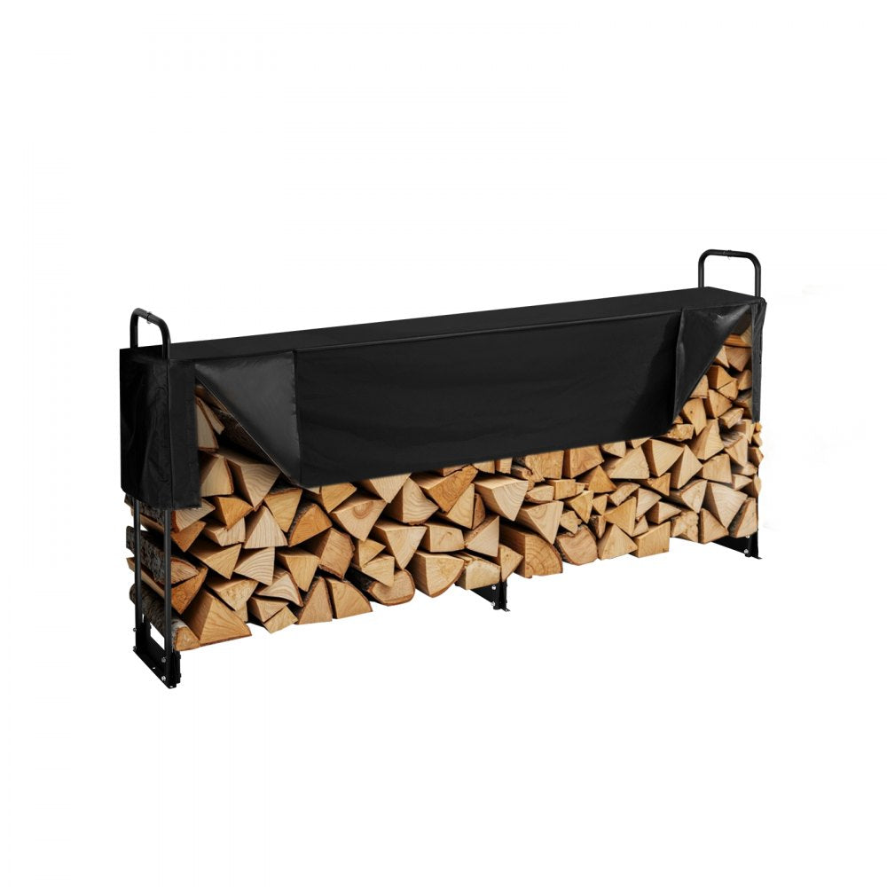 VEVOR Firewood Rack with Waterproof Cover, 101 x 14 x 46 in Outdoor Firewood Holder, 660lb Weight Capacity, 1/2 Cord